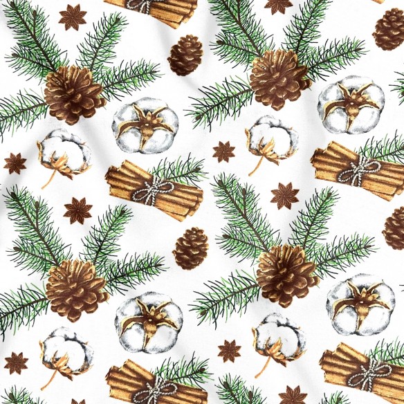 Бавовняна тканина - Різдвяні прикраси, білі