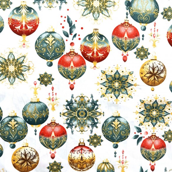Бавовняна тканина - Різдвяні декоративні білі прикраси