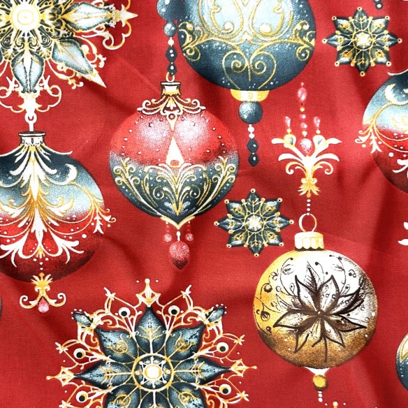 Бавовняна тканина - Різдвяні декоративні червоні прикраси
