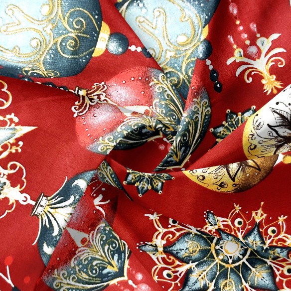 Бавовняна тканина - Різдвяні декоративні червоні прикраси