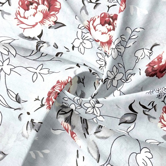 Tkanina Bawełniana - Magiczny ogród szary