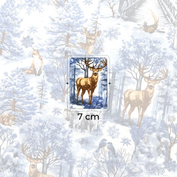 Тканина з бавовни - Різдвяний синій пейзаж