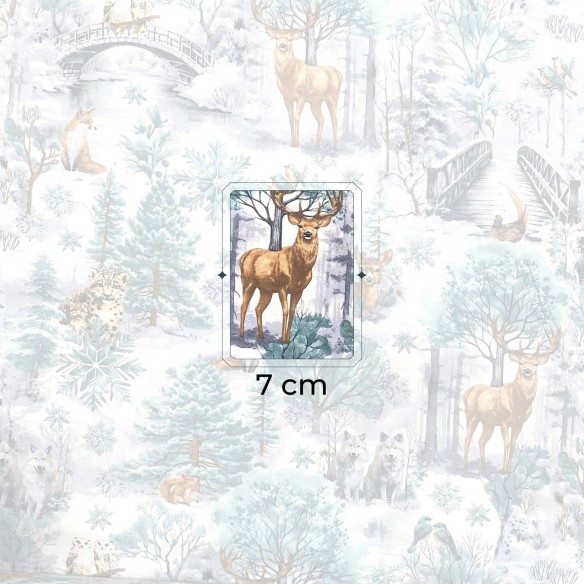 Тканина з бавовни - Різдвяний зелений пейзаж