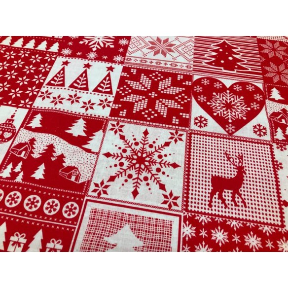 Бавовняна тканина - різдвяна червона печворк плитка