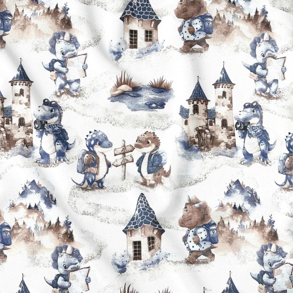 Тканина з бавовни - Маленькі динозаври в подорожі