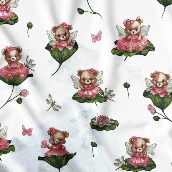 Тканина з бавовни - Ведмедики на листі