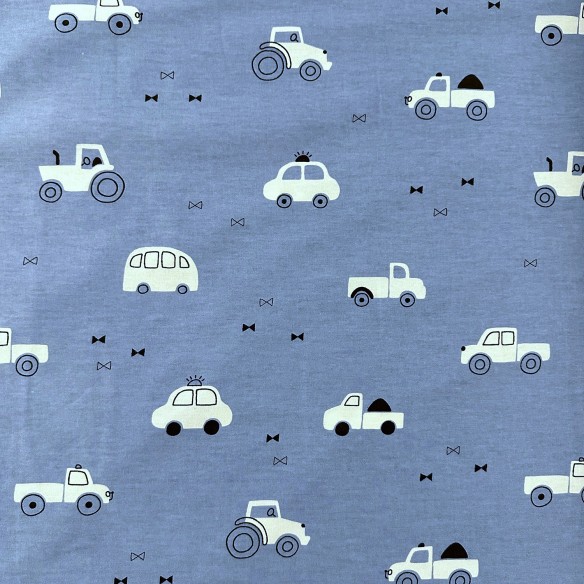 Bawełniana tkanina w niebieskie samochody, szerokość 160cm