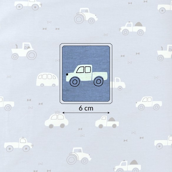 Bawełniana tkanina w niebieskie samochody, szerokość 160cm