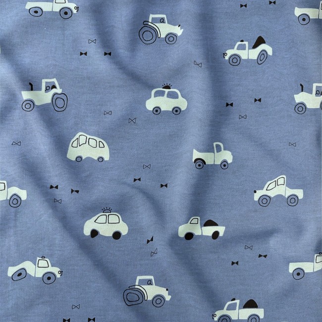 Bawełniana tkanina w niebieskie samochody, szerokość 160cm