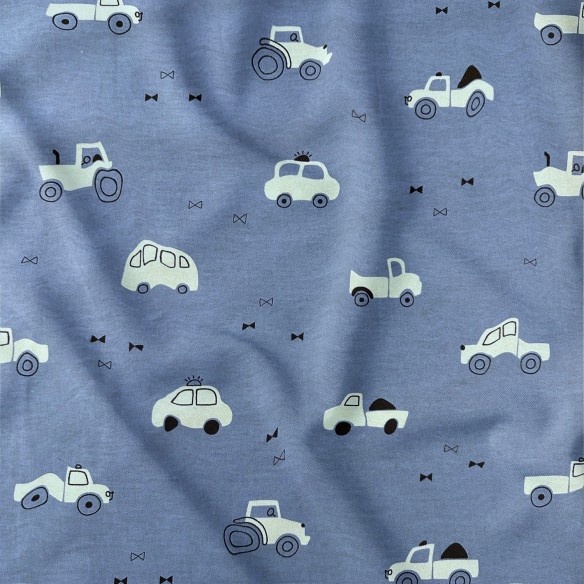 Bawełniana tkanina w niebieskie samochody, szerokość 160cm