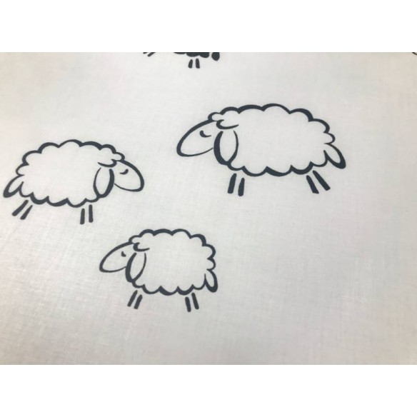 Tkanina bawełniana - Zwierzęta owce czarno białe