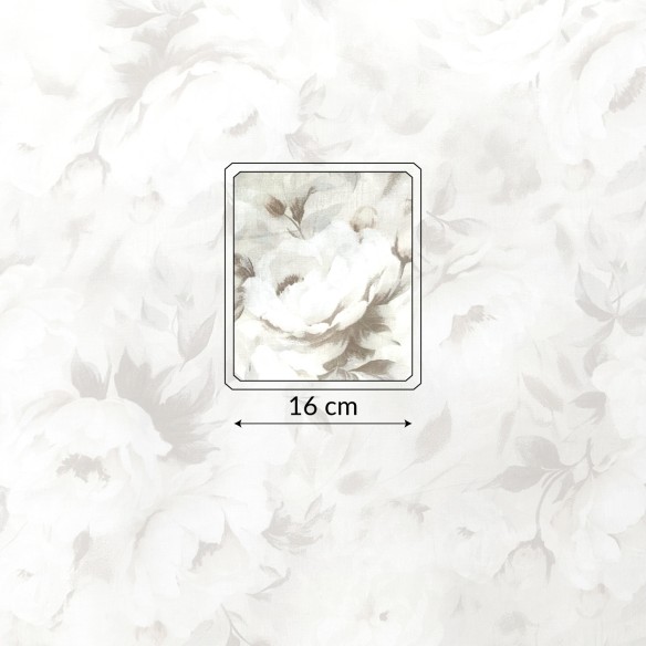 Бавовняна тканина - Піонові квіти на бежевому фоні