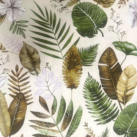 Бавовняна тканина - Квіти на бежевому фоні