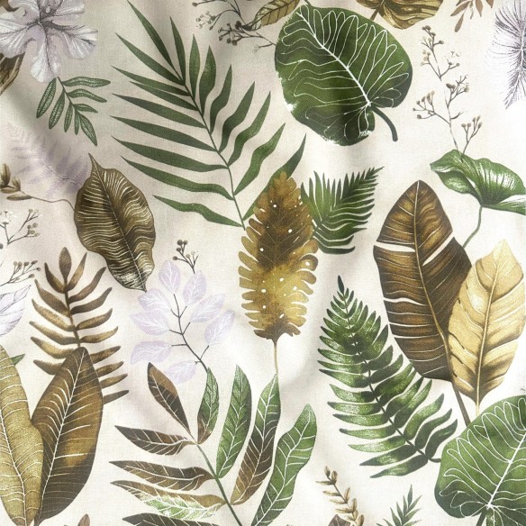 Бавовняна тканина - Квіти на бежевому фоні