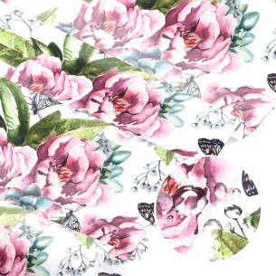 Tkanina wodoodporna - Oxford Motyle różowych na kwiatach