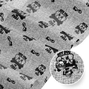 Tkanina wodoodporna - Oxford MY DOG czarny na szarym