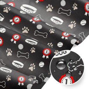 Tkanina wodoodporna - Oxford Łapka miska i medal czarny