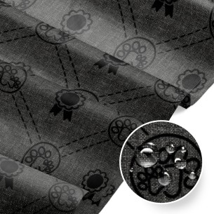 Tkanina wodoodporna - Oxford Medale czarne na szarym