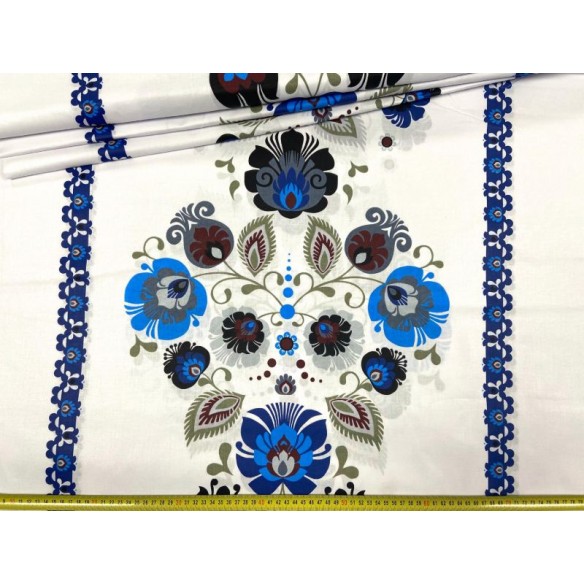 Бавовняна тканина - фольклор з Ловича, темно-сині смужки