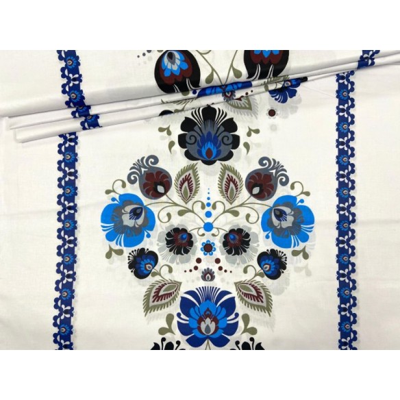 Бавовняна тканина - фольклор з Ловича, темно-сині смужки