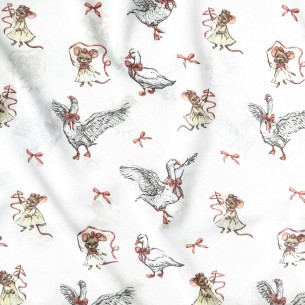 Tkanina bawełniana - Tańczące gąski białe