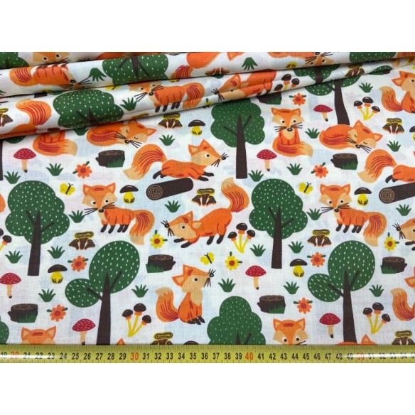 Бавовняна тканина - Лисиці тварини в лісі