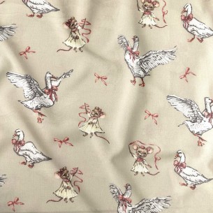 Tkanina bawełniana - Tańczące gąski cappuccino