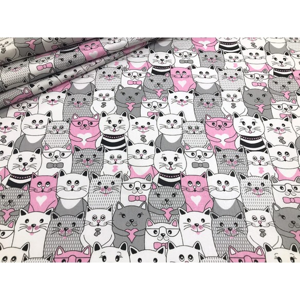 Tkanina bawełniana - Koty w kinie różowe
