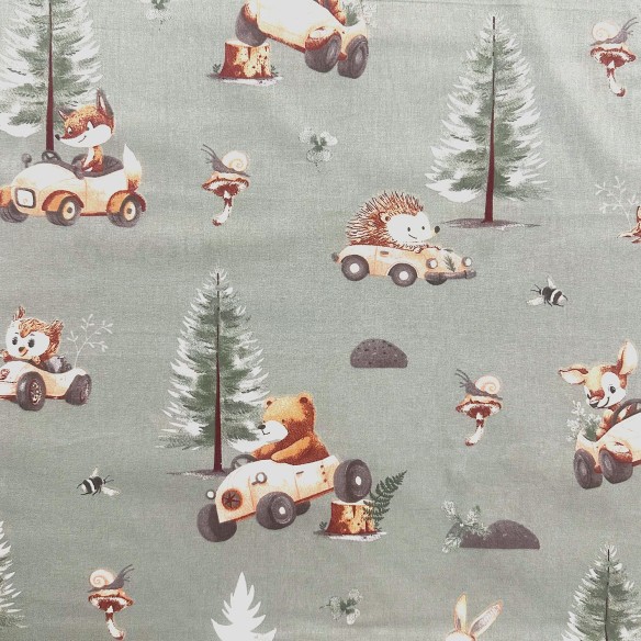 Бавовняна тканина - Лісова звірина, шавлія