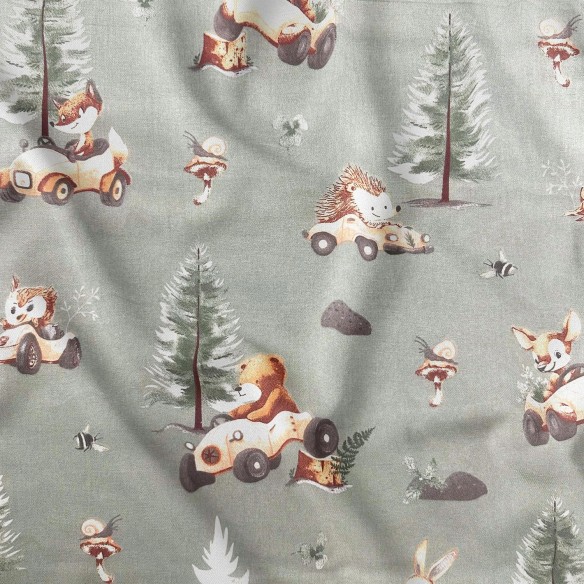 Бавовняна тканина - Лісова звірина, шавлія
