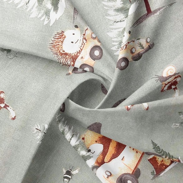 Бавовняна тканина - Лісова звірина, шавлія