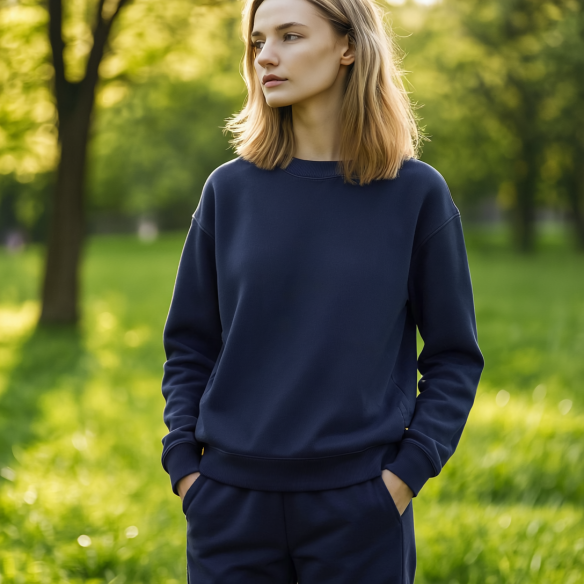 Товстий толстовка з щіткою - Темно-синій