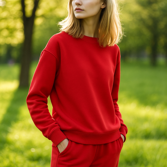 Товстий толстовка з щіткою - Червоний