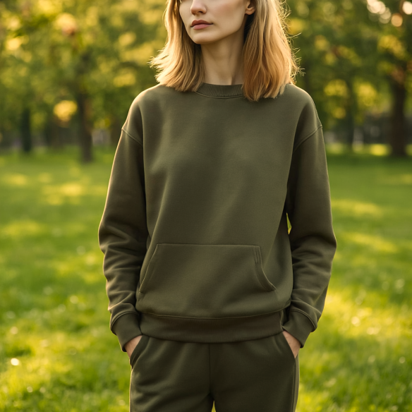 Dresówka drapana - Oliwka