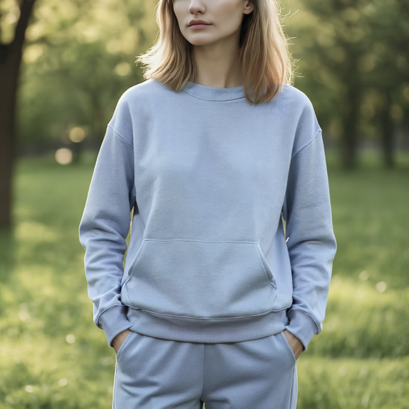 Товстий толстовка з щіткою - Синя