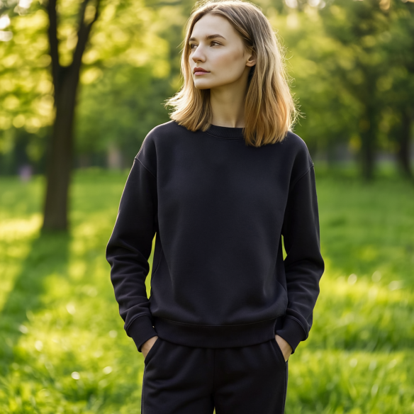 Товстий толстовка з щіткою - Чорний