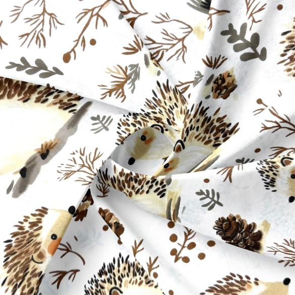 Бавовняна тканина - Ведмедики-обіймачки на коричневому фоні  - Cottye