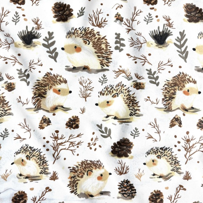 Бавовняна тканина - Ведмедики-обіймачки на коричневому фоні  - Cottye