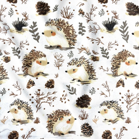 Бавовняна тканина - Ведмедики-обіймачки на коричневому фоні  - Cottye