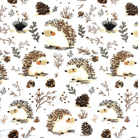 Бавовняна тканина - Ведмедики-обіймачки на коричневому фоні  - Cottye