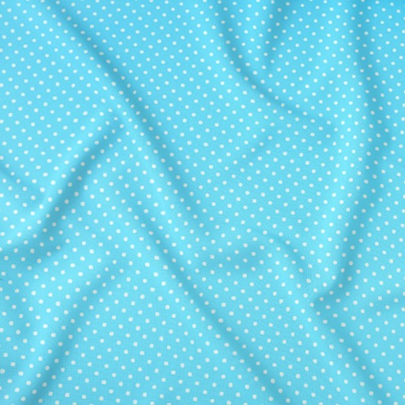 Бавовняна тканина - Білі горошки на бірюзовому фоні  - Cottye