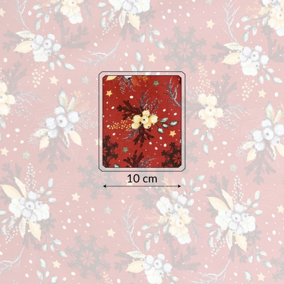 Tkanina bawełniana - Świąteczny wystrój na białym  - Cottye