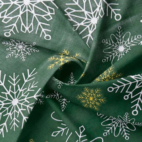 Бавовняна тканина - Різдвяна декорація, біла  - Cottye