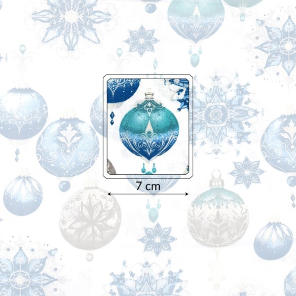 Tkanina bawełniana - Świąteczne dekoracyjne bombki białe  - Cottye