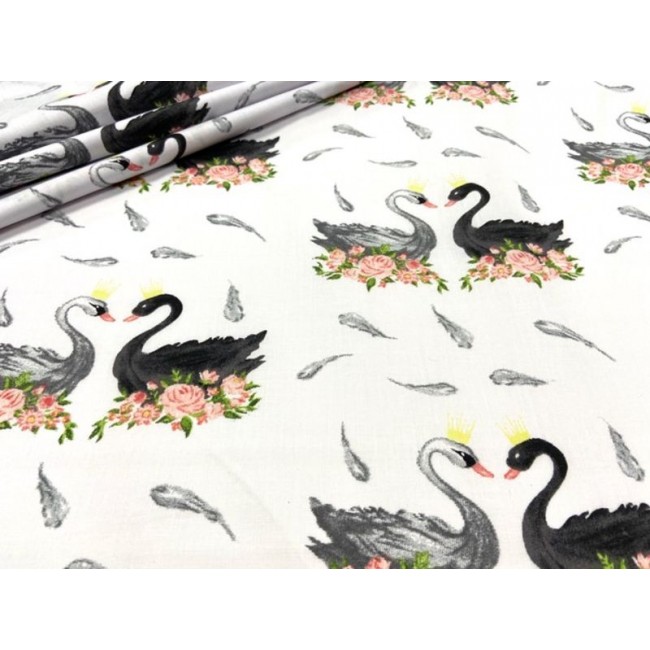 Бавовняна тканина - Чорно-білі лебеді
