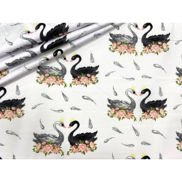Бавовняна тканина - Чорно-білі лебеді