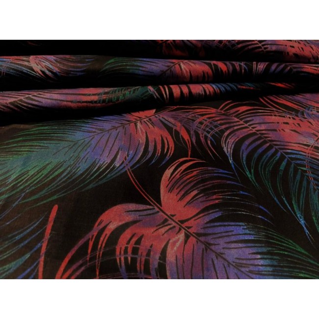 Tkanina bawełniana - Monstera palma na czarnym