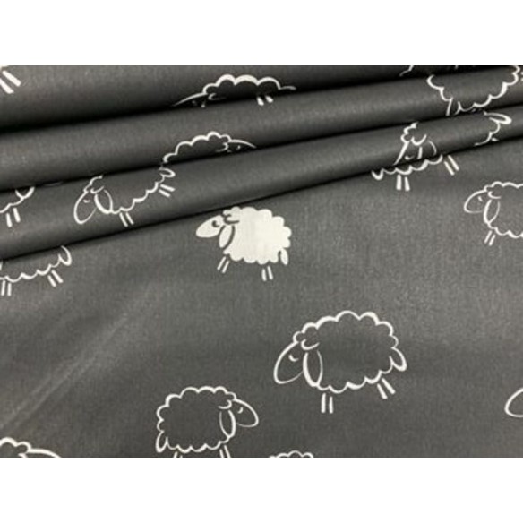 Tkanina bawełniana - Owce na czarnym tle