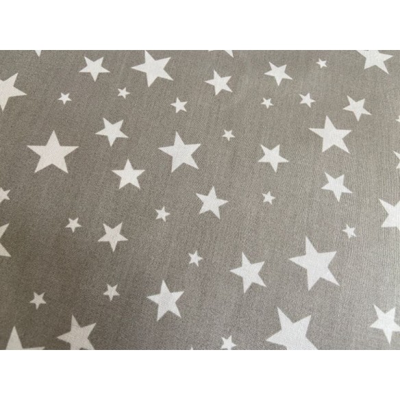 Бавовняна тканина - Великі та маленькі зірочки на сірому
