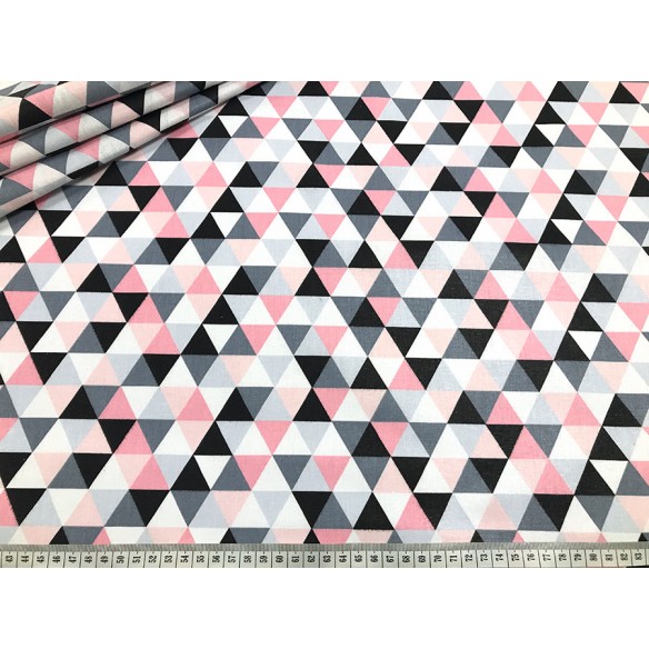 Бавовняна тканина - Рожеві маленькі пірамідки